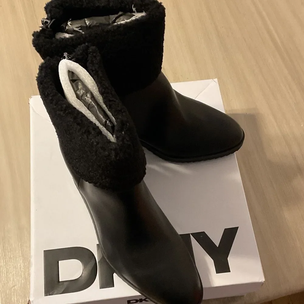 DKNY Black Winter Wedge Boots for Women